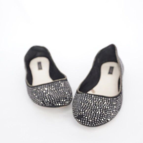 Zara Round Toe Black Rhinestone Flats, Size EU 40 / US 10 - Picture 4 of 11